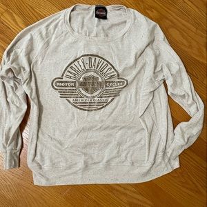 Womens large cream Harley Davidson long sleeve